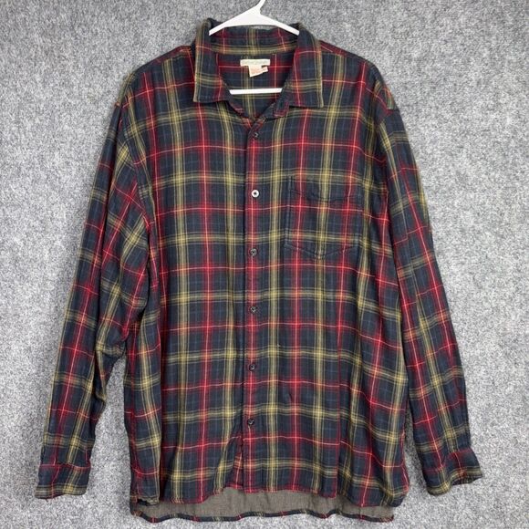 Carbon2Cobalt Shirt Mens Sz XL Red Blue Plaid Houndstooth Double Cloth Flannel - Picture 1 of 8